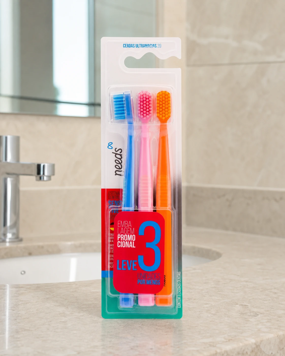 Needs Kit Escovas Dentais Sensitive 6240 (3 unidades)