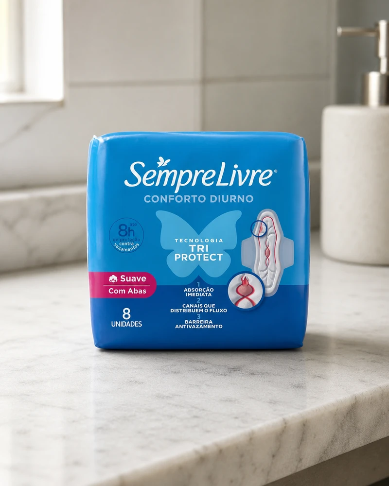 Sempre Livre Absorvente Externo com Abas Suave 8 unidades