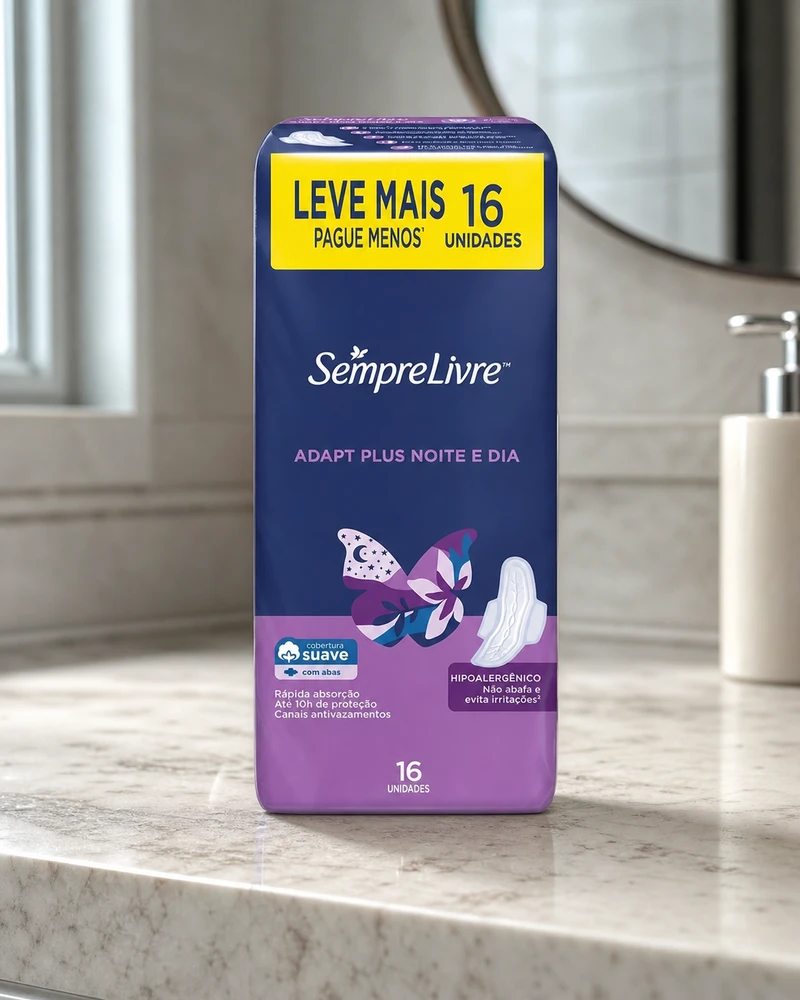 Sempre Livre Absorvente Externo Noite e Dia Adapt Plus com Abas 16 unidades