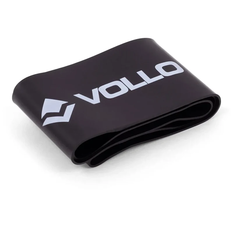 Mini band VOLLO preta avulsa, de nível extraforte, dobrada sobre fundo branco