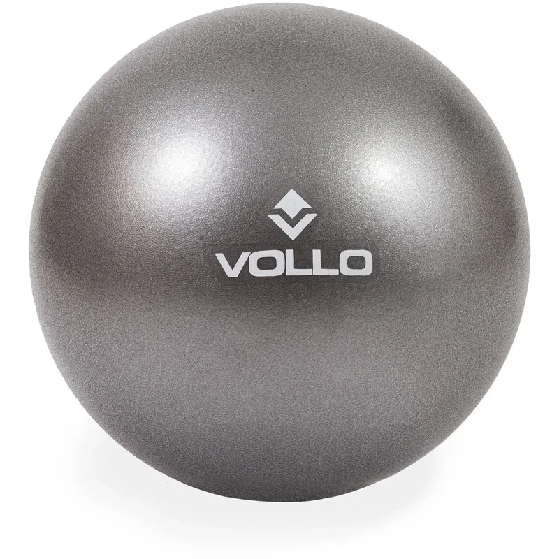 Mini bola de exercícios VOLLO cinza de 25 cm, com o logo da marca impresso