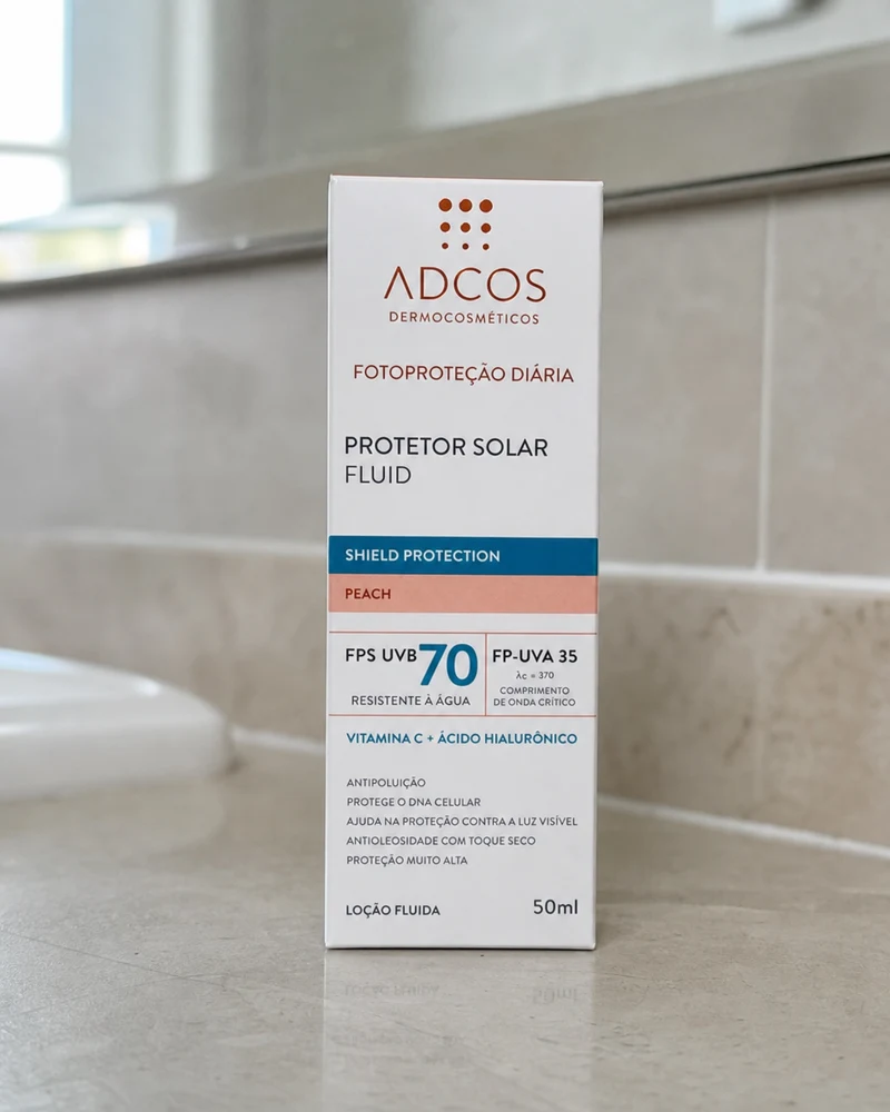Adcos Protetor Solar Adcos Fluid Shield Protection Peach FPS70 50ml