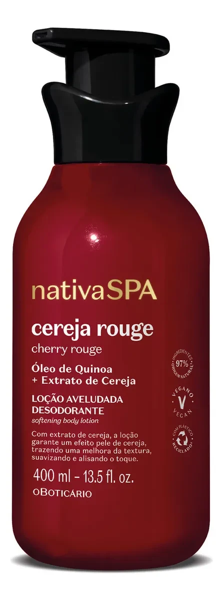 O Boticário Nativa Spa Loção Aveludada Cereja Rouge 400ml