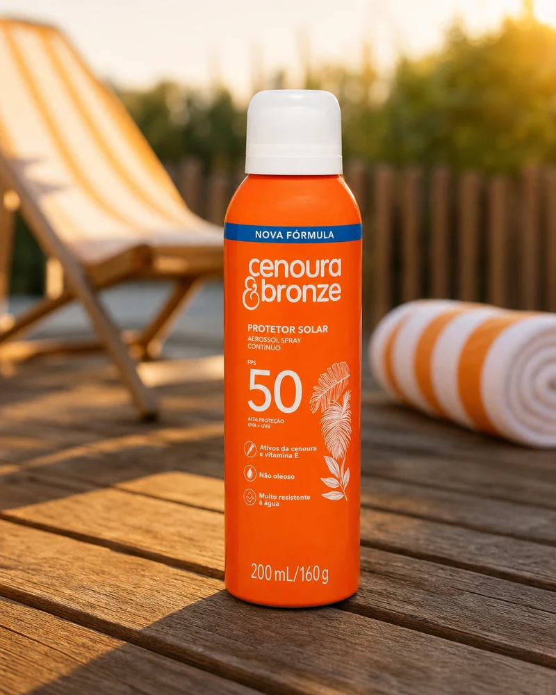 Cenoura & Bronze Protetor Solar Aerossol Spray FPS 50 Cenoura & Bronze, 200ml