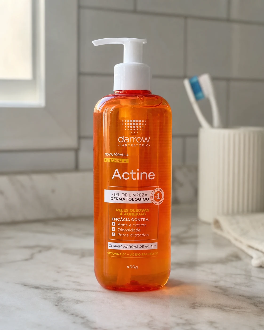 Darrow Actine Gel de Limpeza Facial com Ácido Salicílico, Vitamina C e Lactato de Mentila 400g