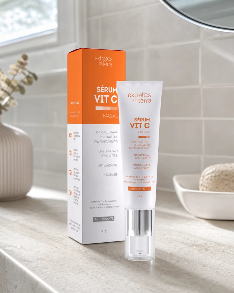 Extratos da Terra Sérum Facial com Vitamina C Uso Diário Pele Glow 30g