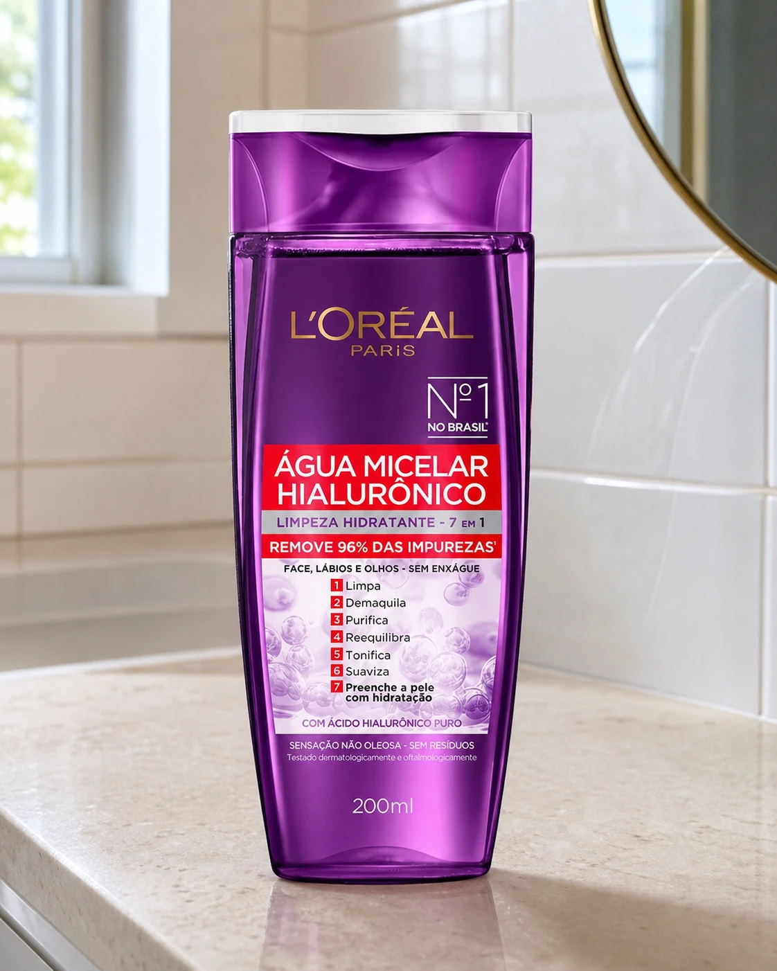 L'Oréal Paris Água Micelar Limpeza Facial com Ácido Hialurônico 200ml