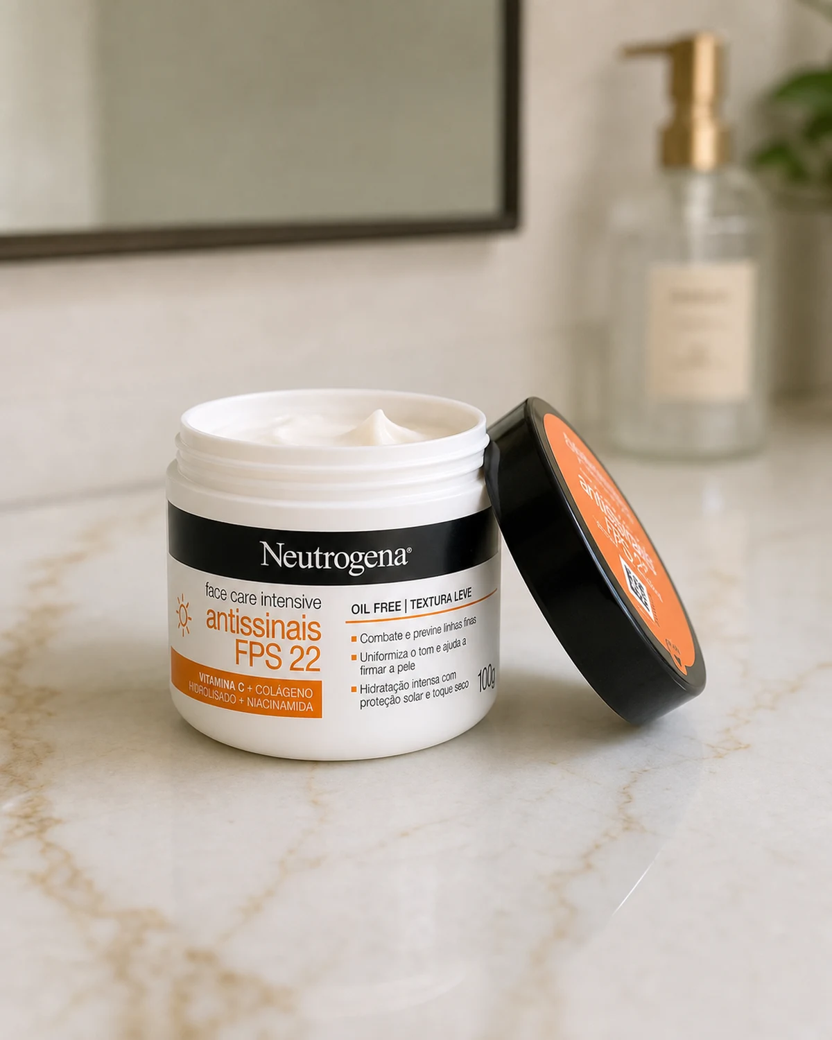 Neutrogena Hidratante Facial com FPS 22 — Face Care Intensive — 100 g
