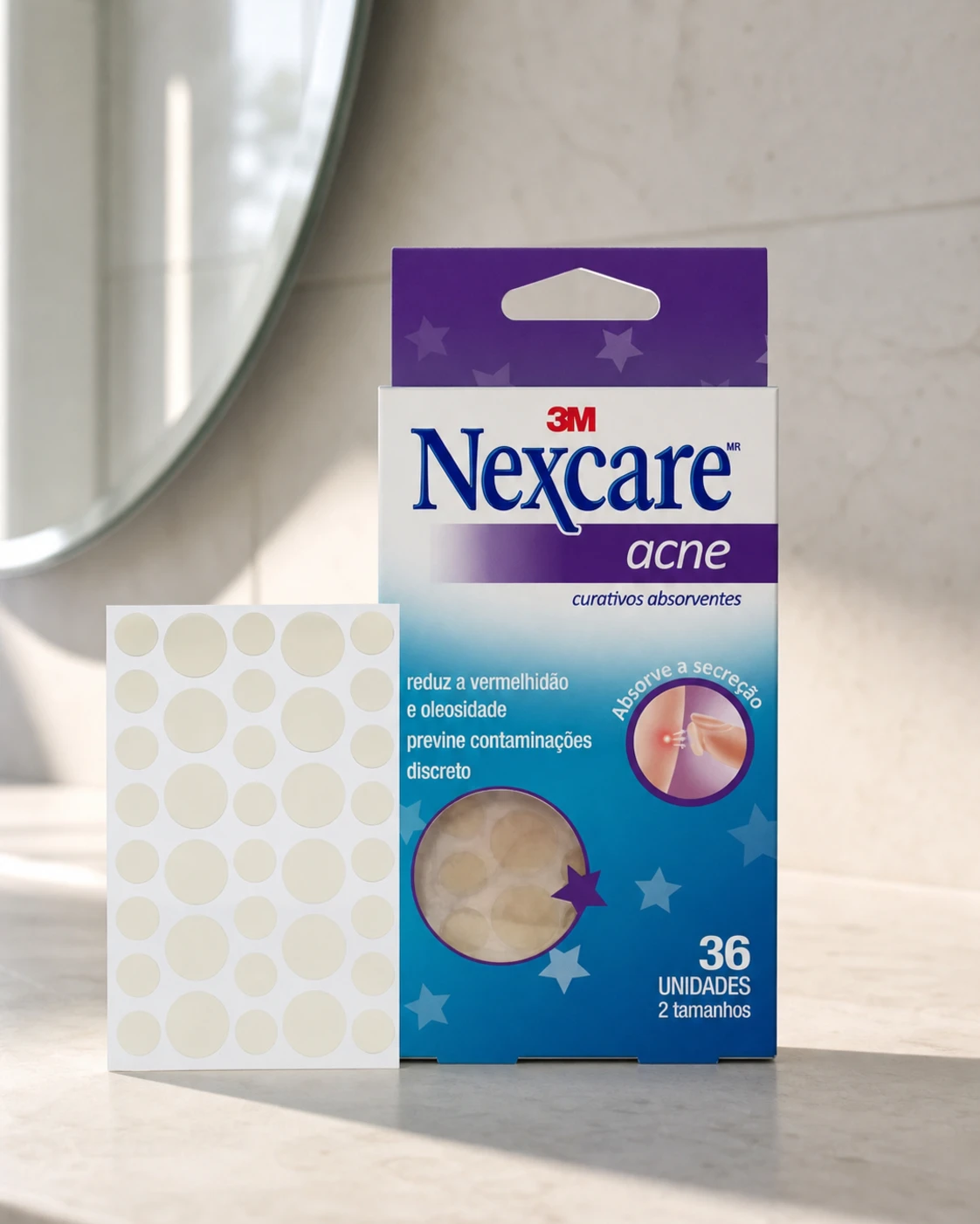 Nexcare 3M Curativos Absorventes para Acne, 36 unidades