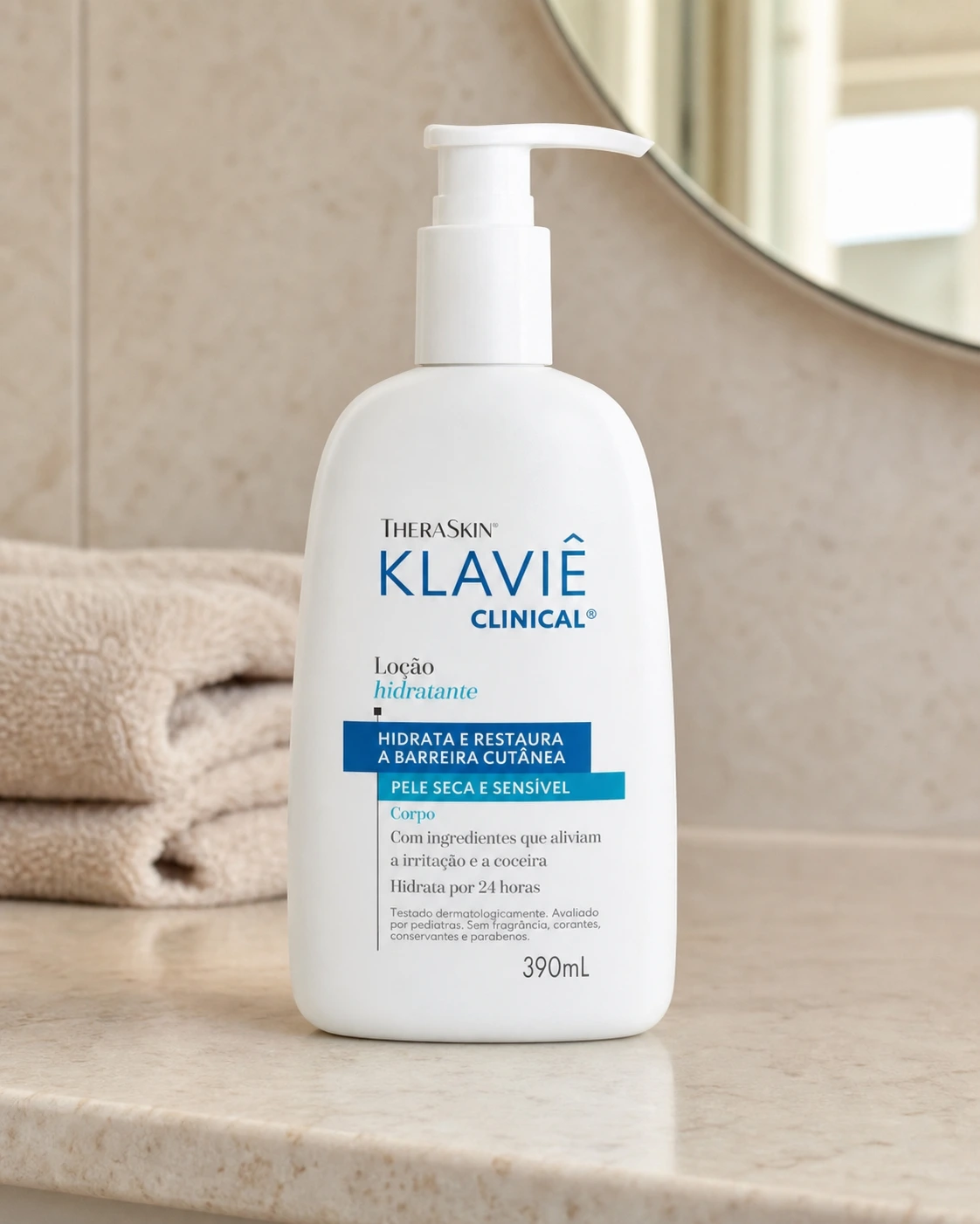 Theraskin Klaviê Clinical Loção Hidratante Corporal Peles Secas 390ml