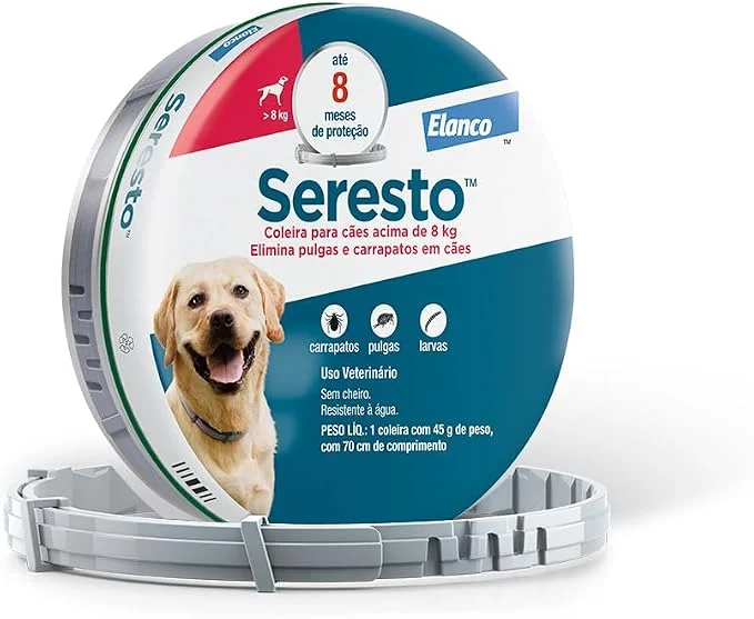 Coleira Seresto antipulgas e carrapatos para cães e gatos acima de 8 kg