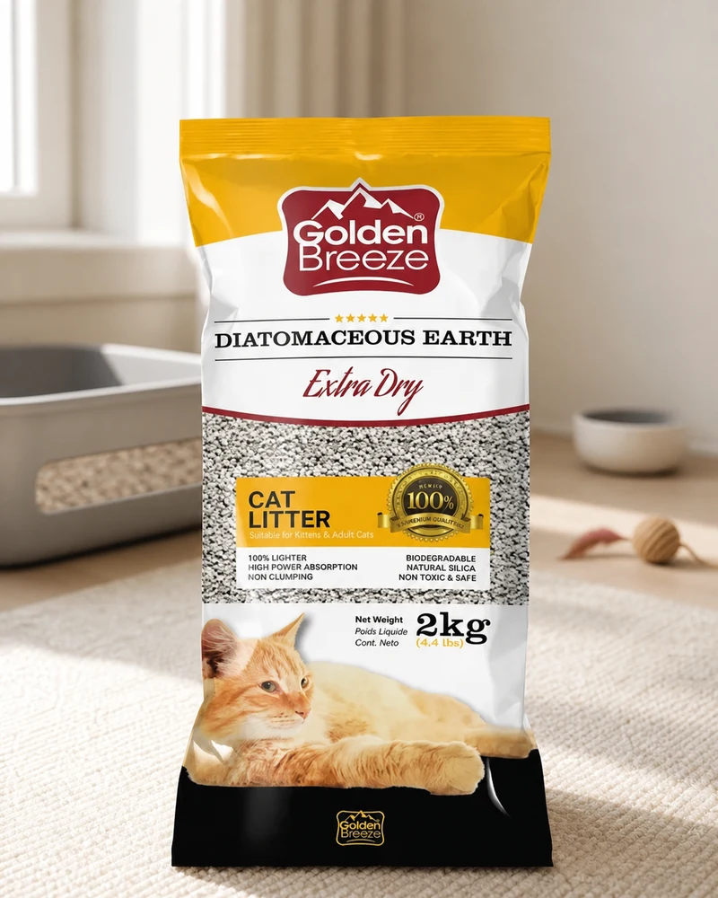 Areia higiênica Golden Breeze Extra Dry Fina para gatos, pacote de 2kg