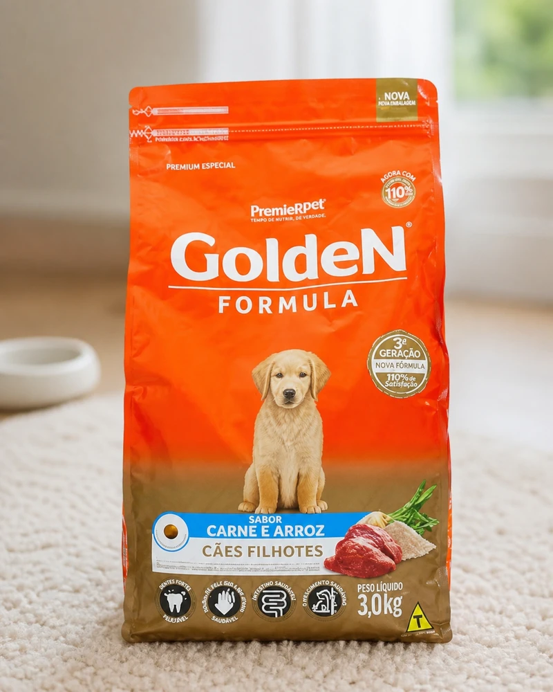 Golden Filhote carne e arroz 3 kg