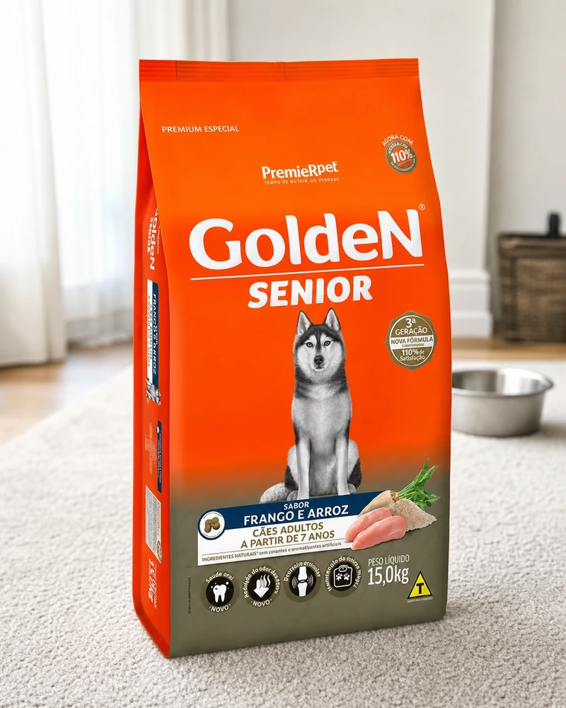 Golden Fórmula Sênior frango e arroz 15 kg