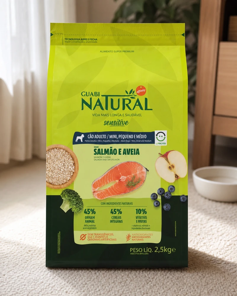 Guabi Natural Sensitive cães pequeno e médio salmão 2,5 kg