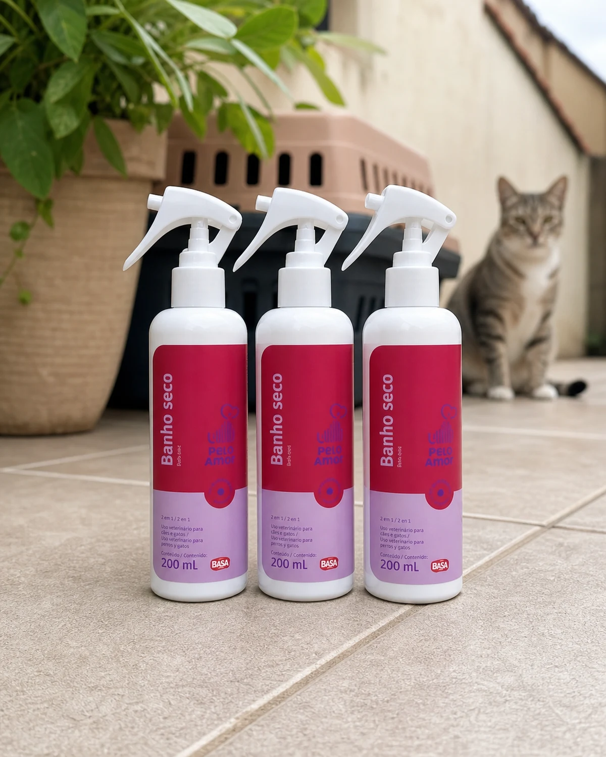 Ibasa Pelo Amor Banho a Seco, kit com 3 frascos de 200 ml