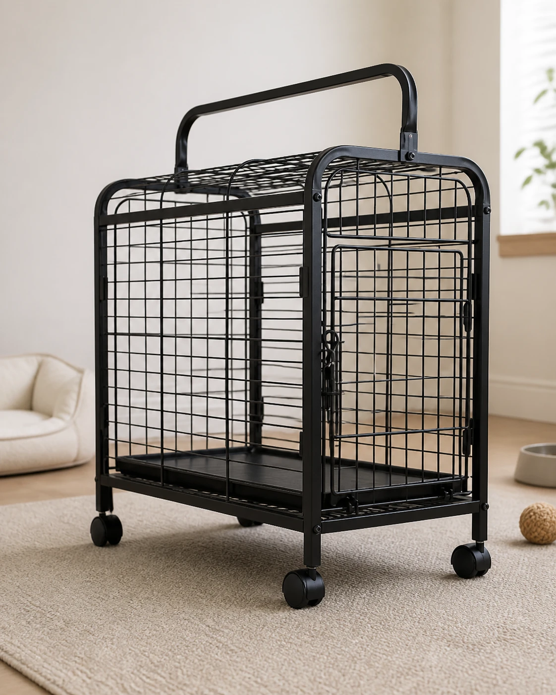 Gaiola portátil Jel Plast para transporte de pets, preta