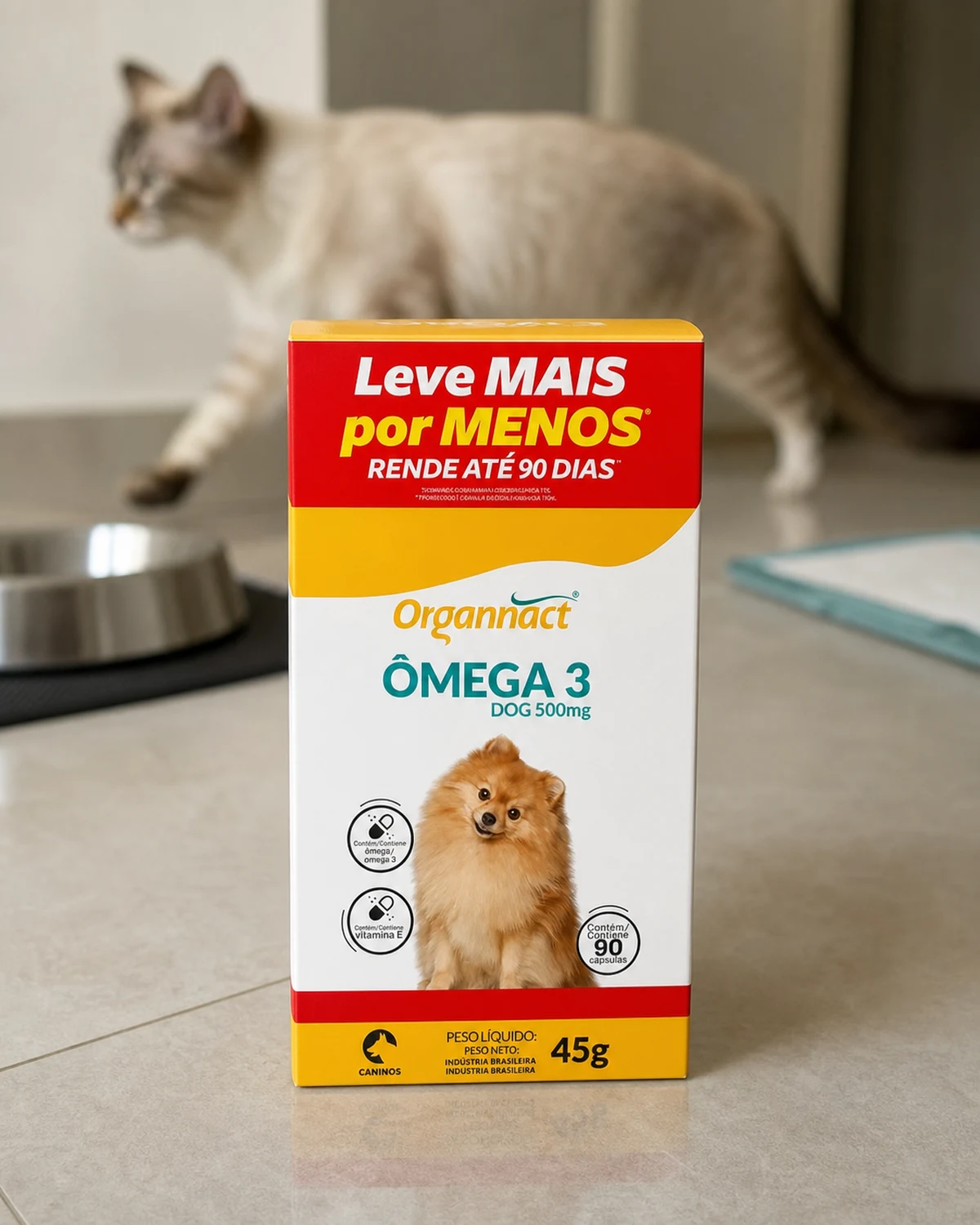 Caixa Organnact Ômega 3 Dog 500 mg com 90 cápsulas