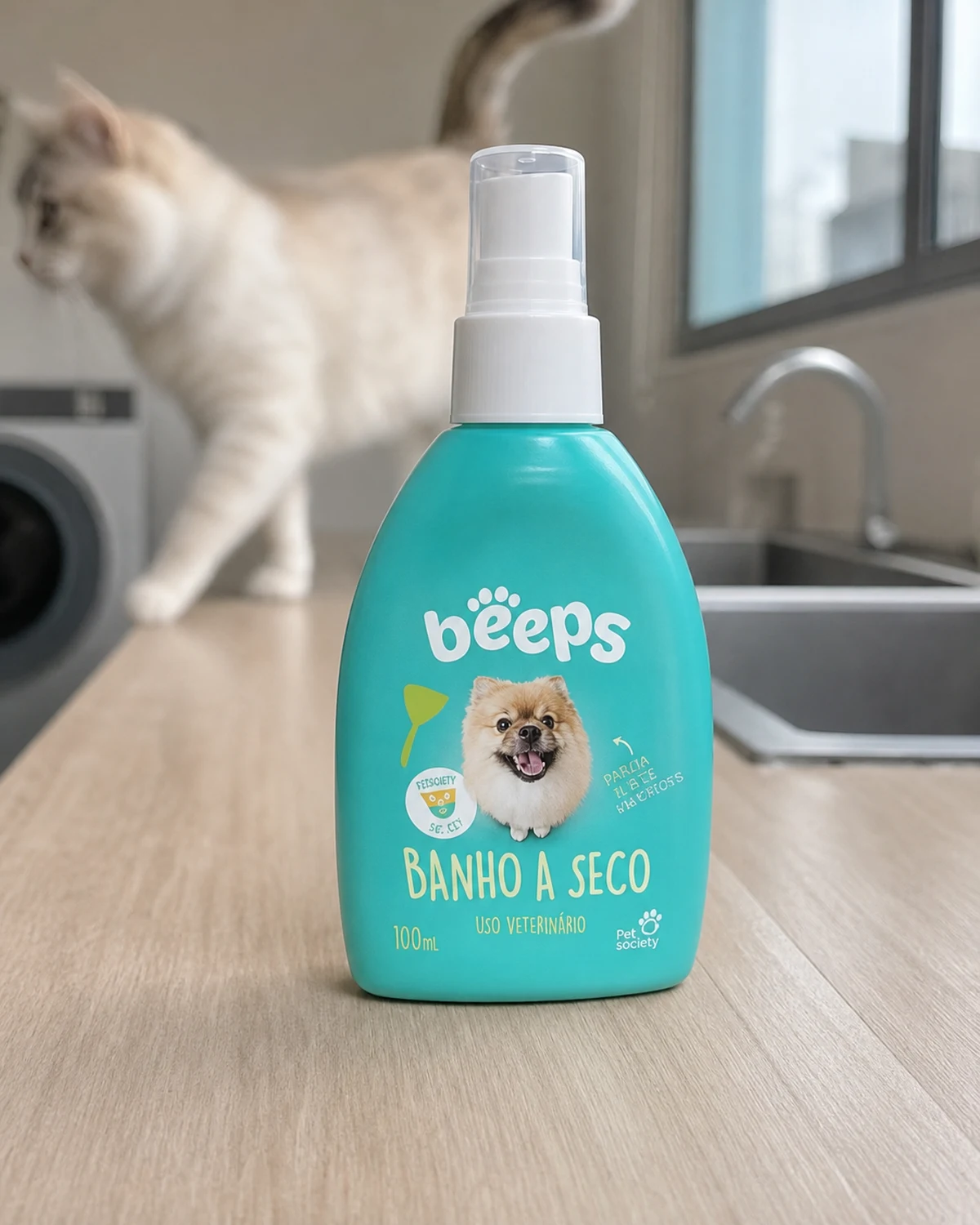 Pet Society Beeps banho a seco para filhotes e gatos 200 ml