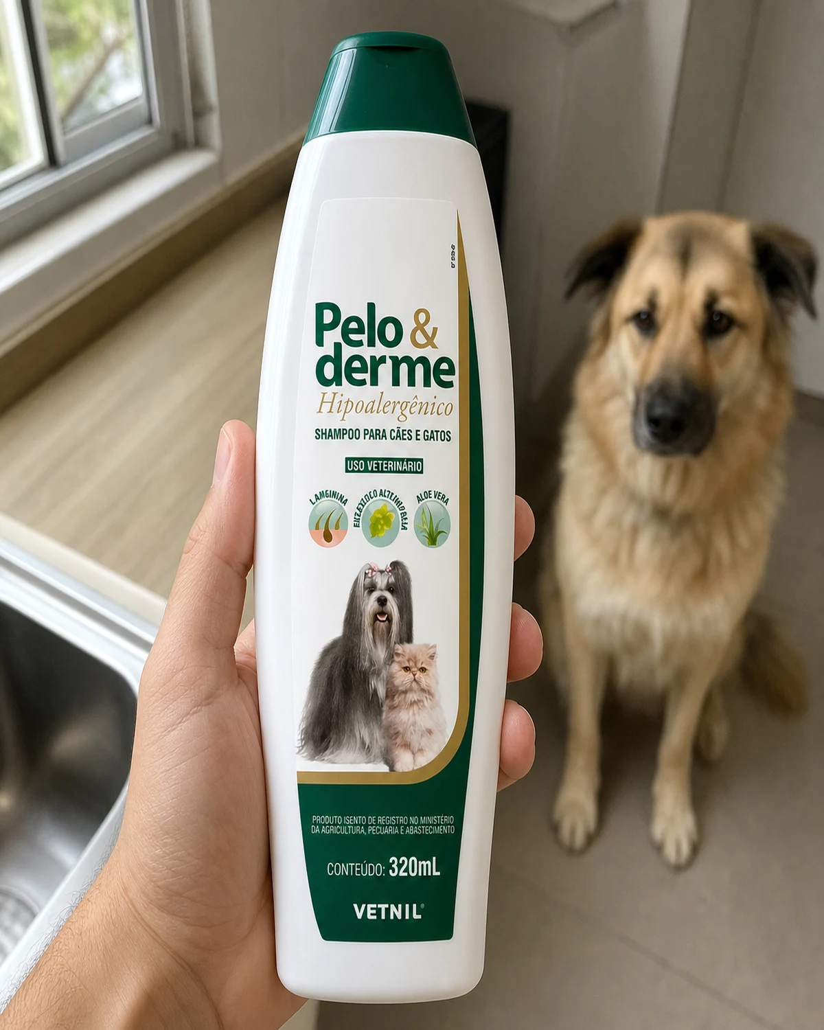 Vetnil Pelo e Derme shampoo hipoalergênico 320 ml