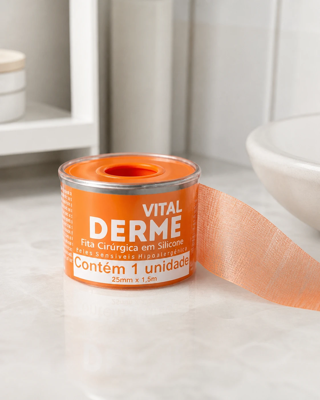 Vitalderme Fita cirúrgica de silicone 2,5 cm x 1,5 m